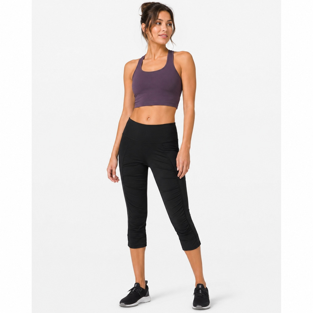 Lululemon Gather & Crow Crop Leggings Black Ruched Yoga Pants Size 10